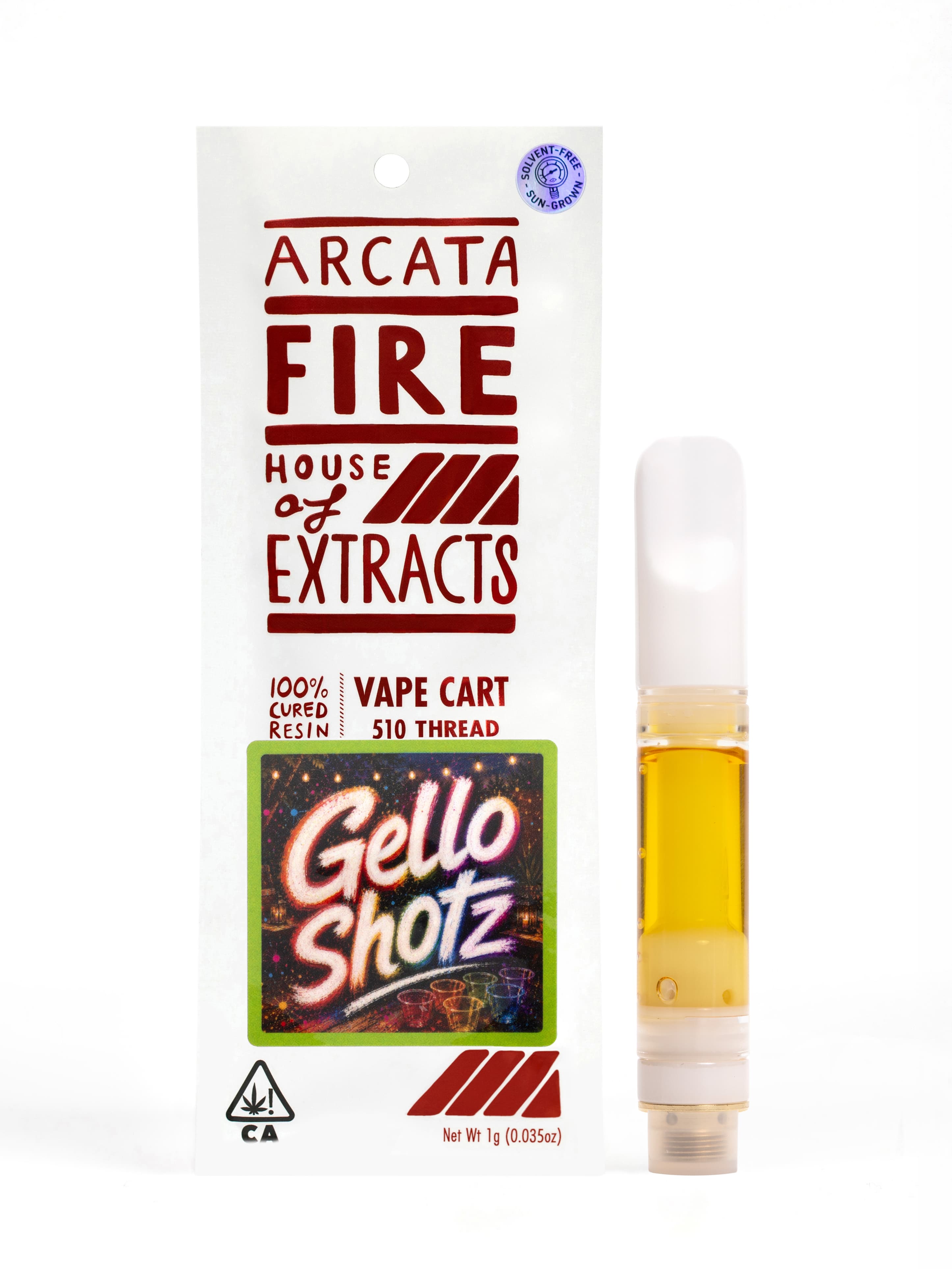 Arcata Fire 100% Cured Resin Cartridge 1g Sativa Gello Shotz