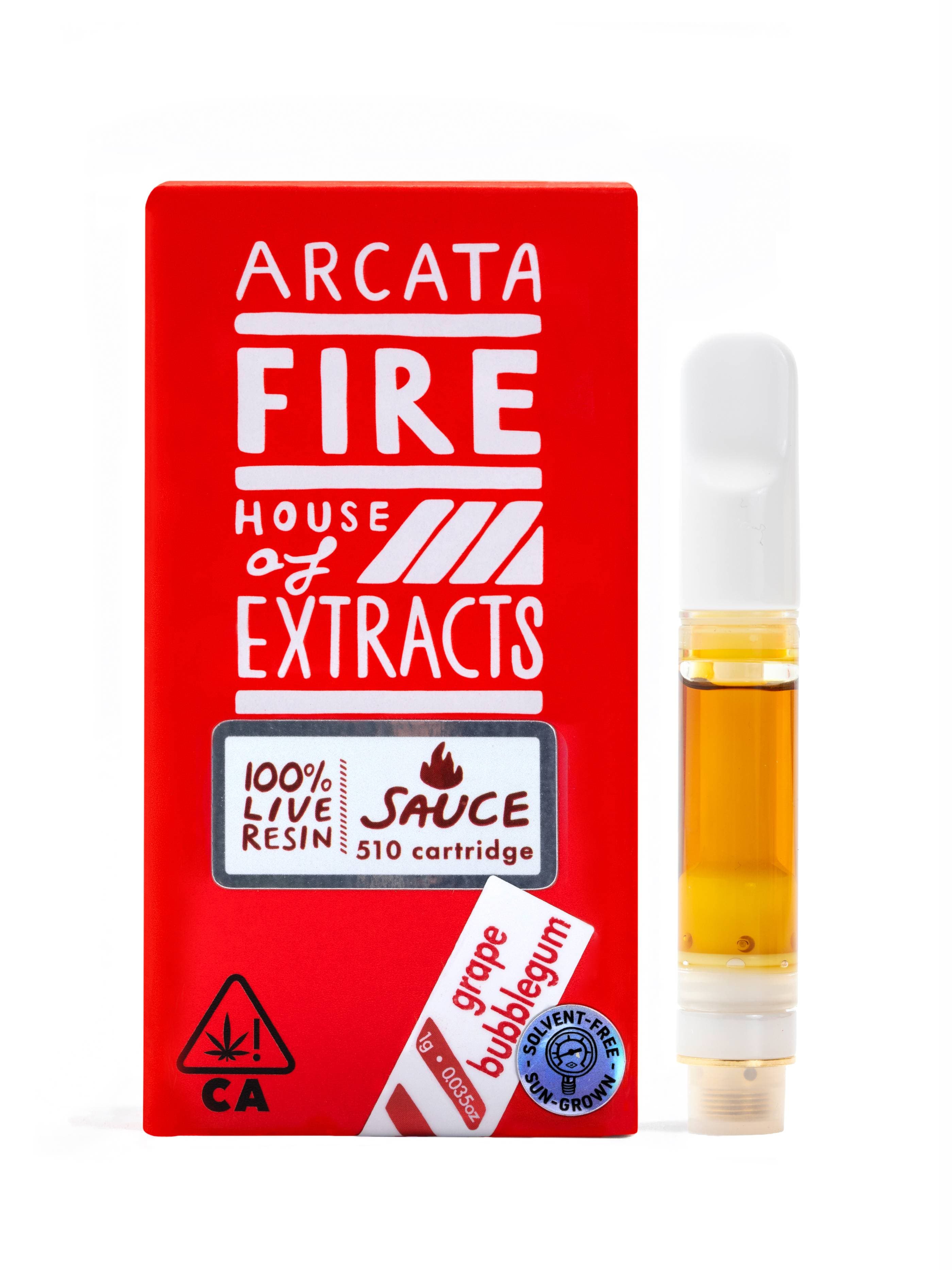 Arcata Fire 100% Live Resin Cartridge 1g Indica Grape Bubblegum