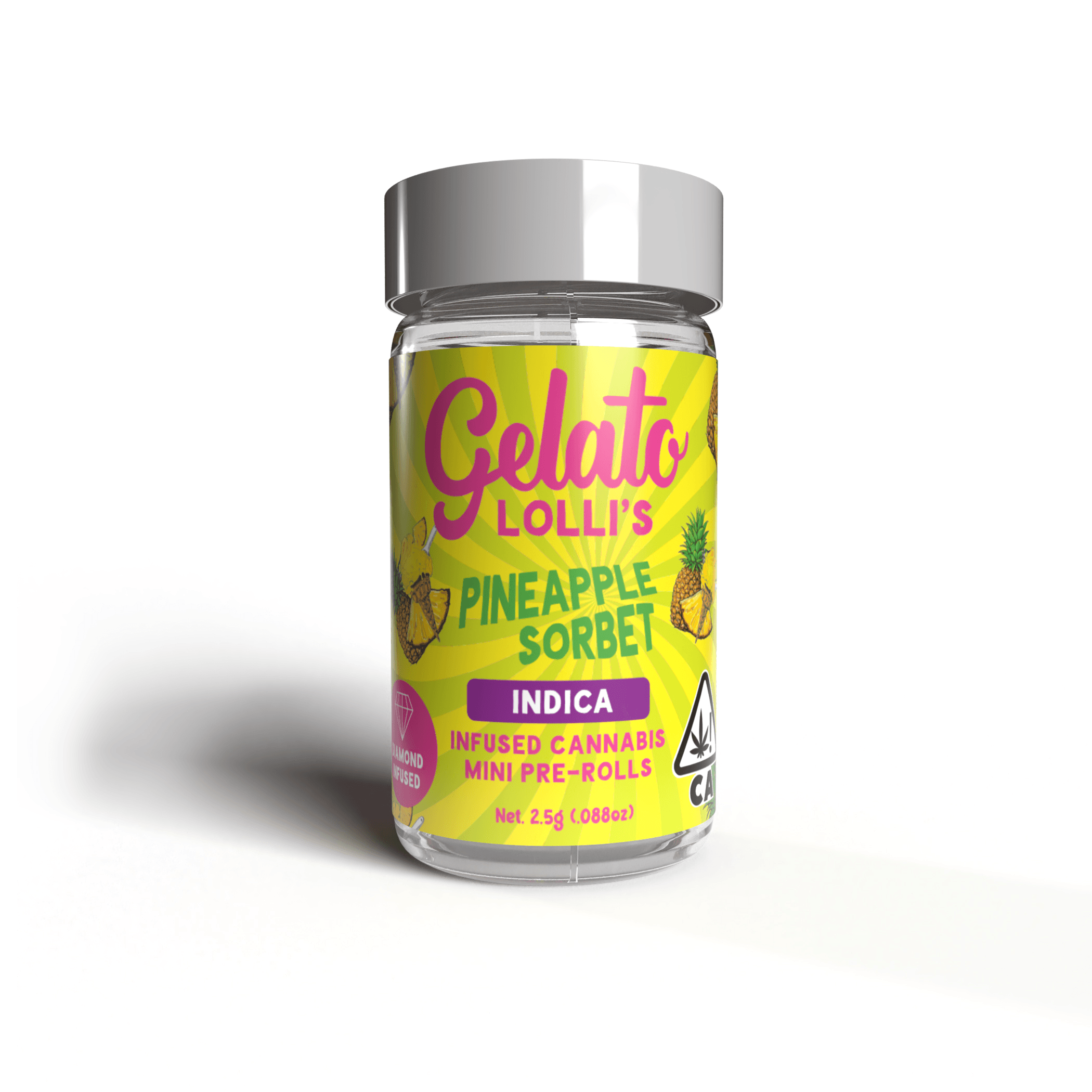 Gelato Lolli's 5pk Infused Mini Preroll .6g Indica Pineapple Sorbet