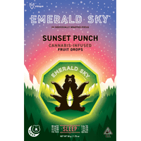 Emerald Sky Hard Fruit Drops 20ct 100mg Indica Sleep Sunset Punch