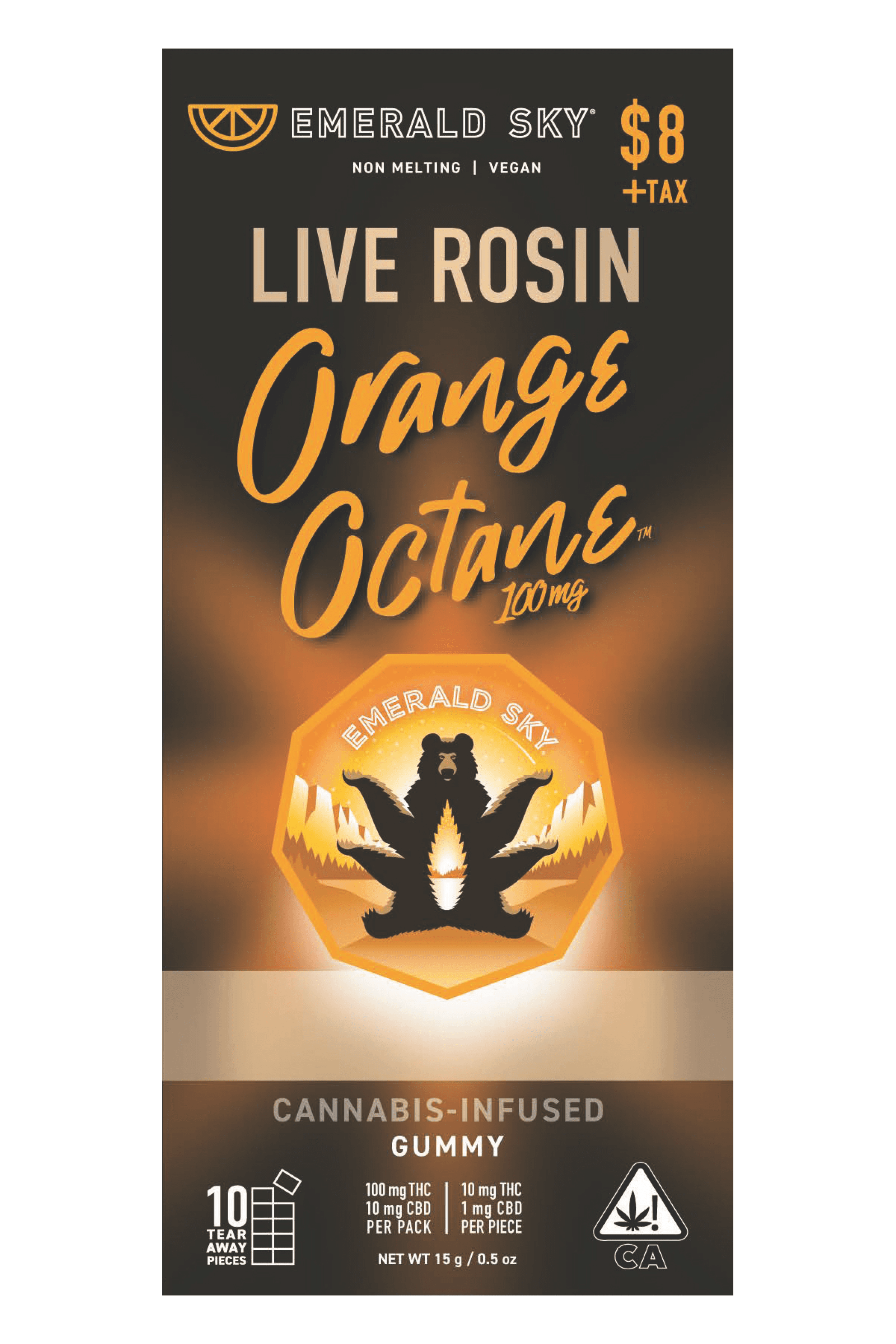 Emerald Sky Live Rosin Gummies 1ct 100mg Sativa Orange Octane 20ct
