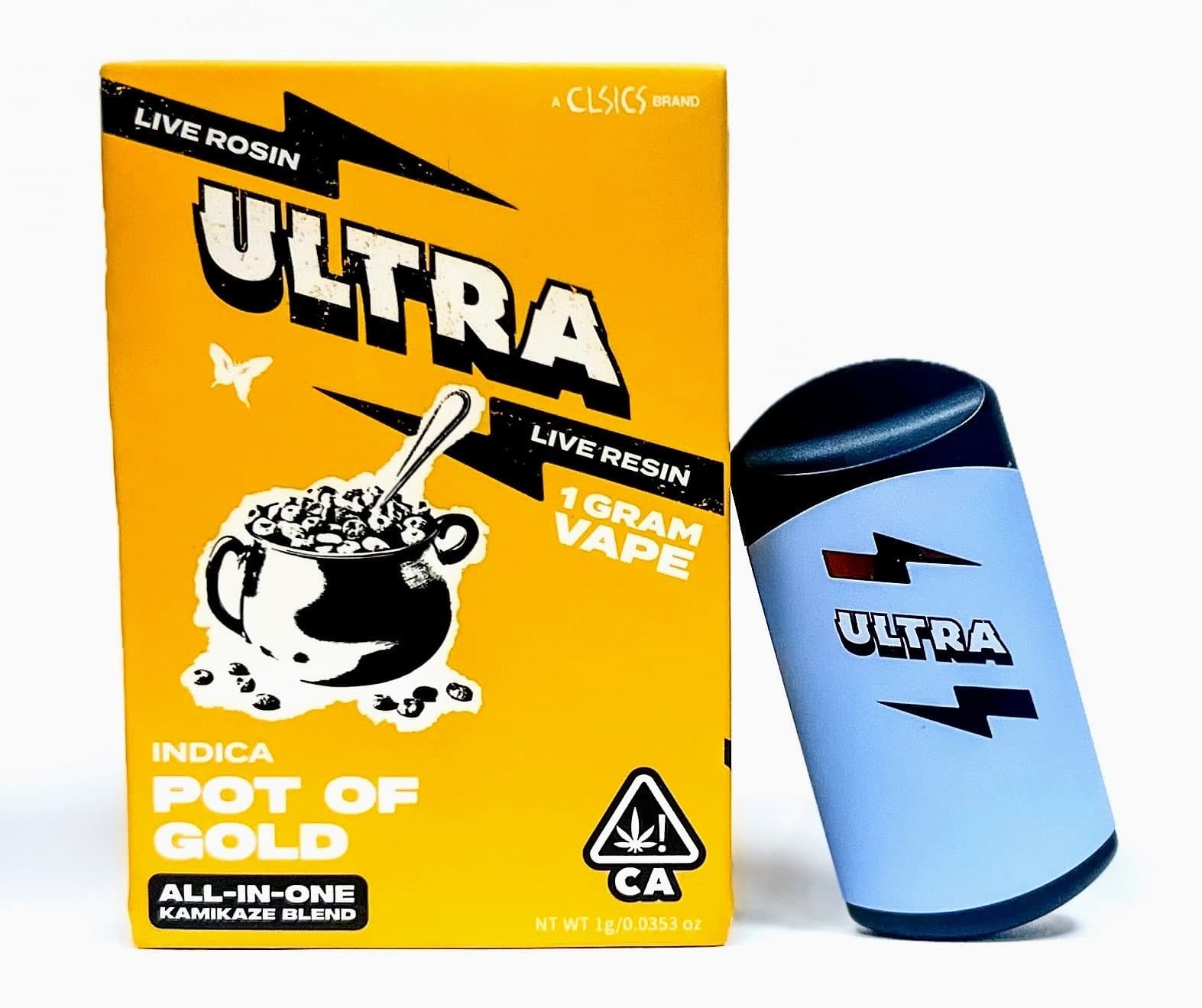 Ultra Live Rosin and Live Resin All-In-One Cartridge 1g Indica Pot of Gold