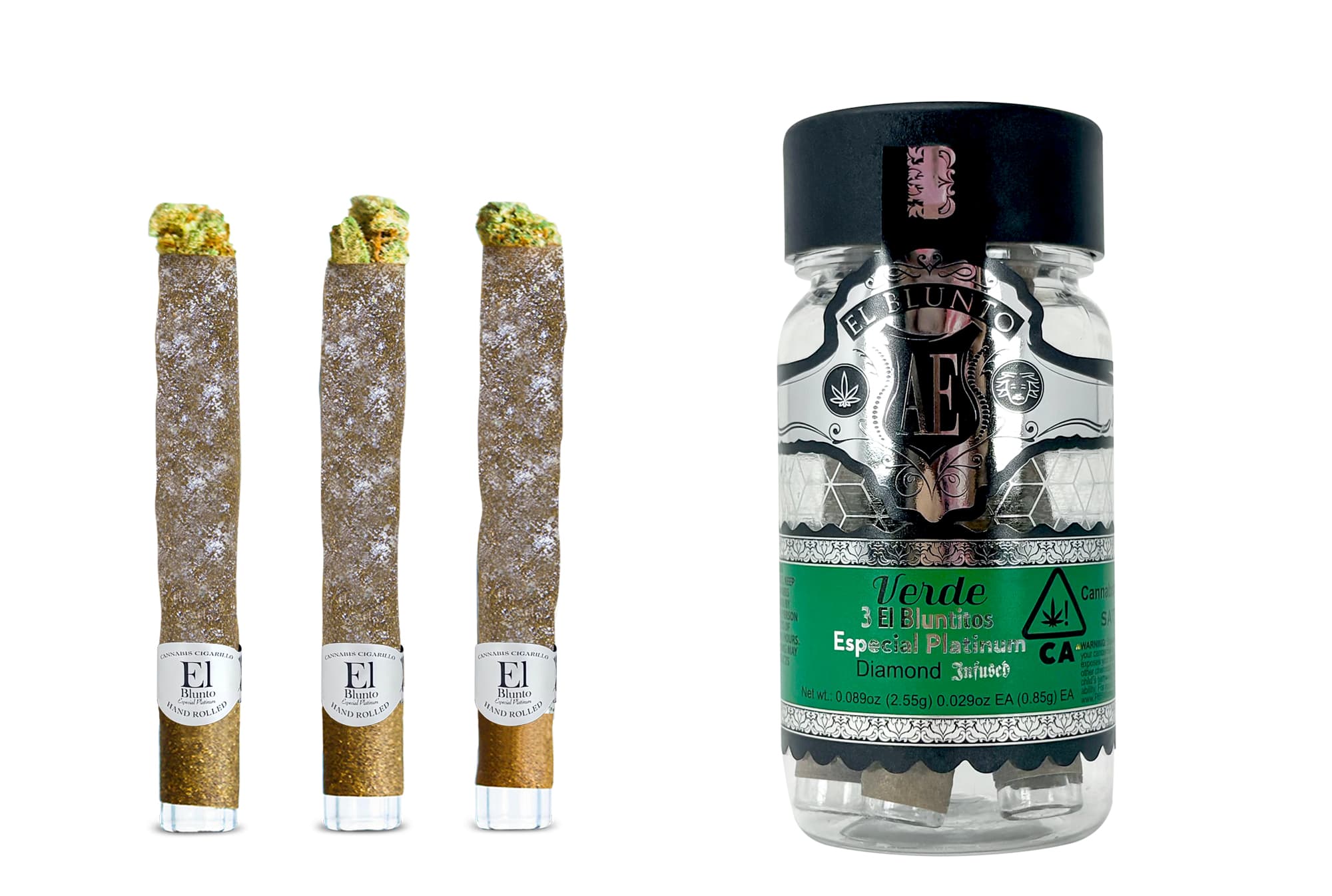 El Blunto Especial Platinum Diamond Bluntito .85g Sativa Verde 3pk 2.55g