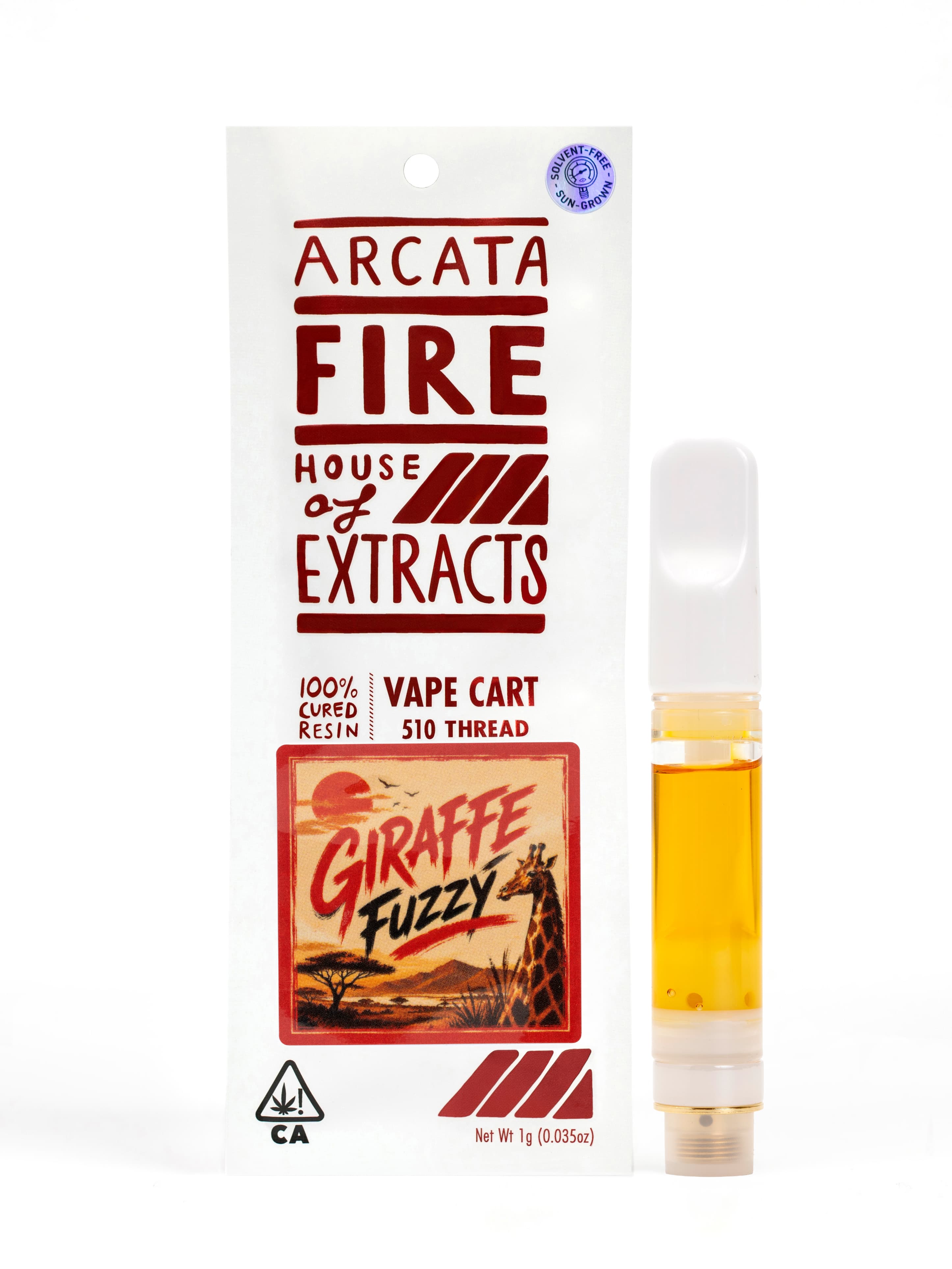Arcata Fire 100% Cured Resin Cartridge 1g Hybrid Giraffe Fuzzy