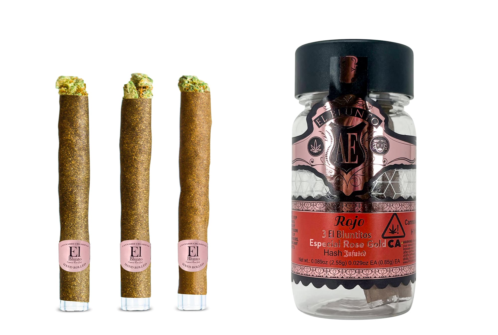 El Blunto Especial Rose Gold Hash Bluntito .85g Hybrid Rojo 3pk 2.55g