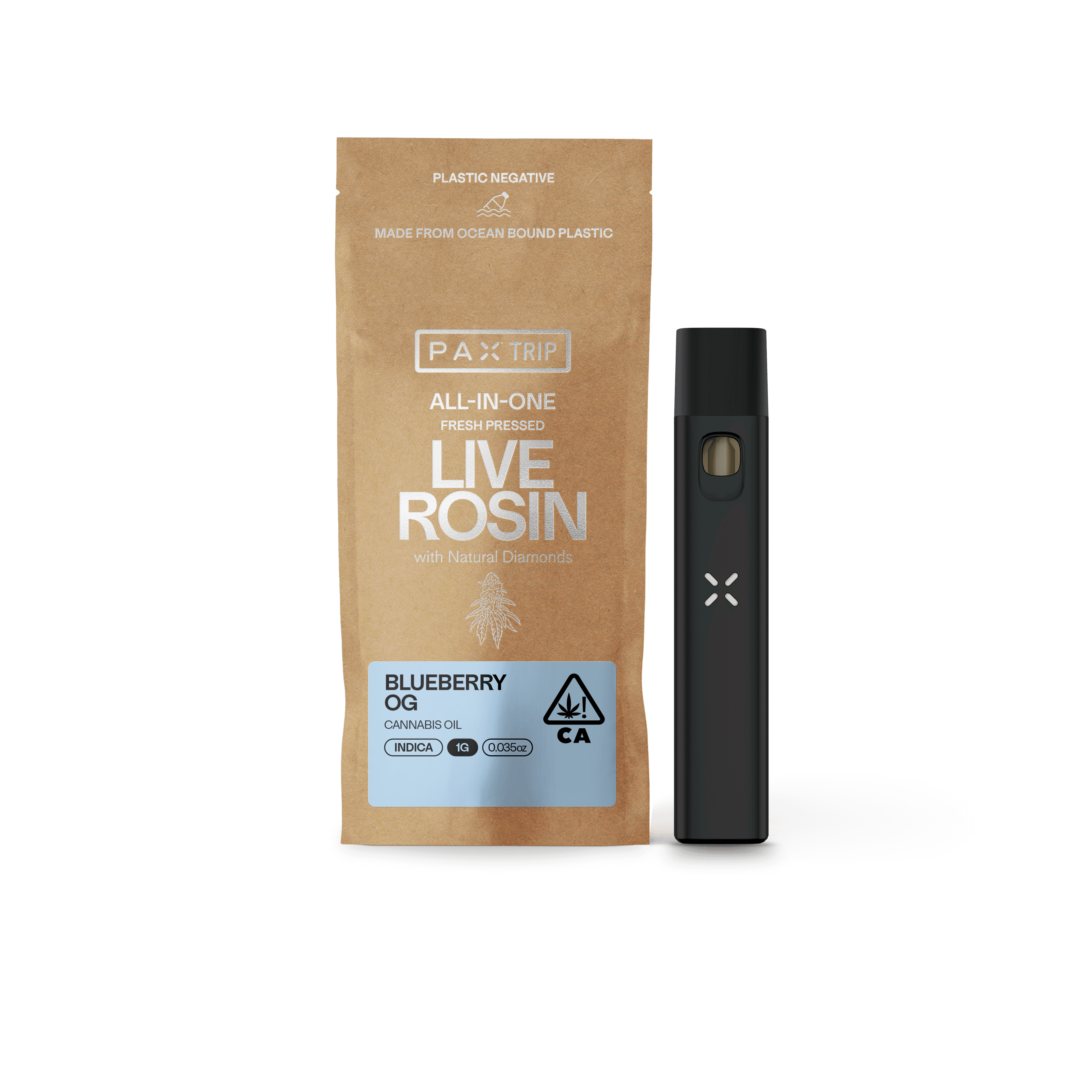 PAX Trip All-In-One Live Rosin with Diamonds 1g Indica Blueberry OG