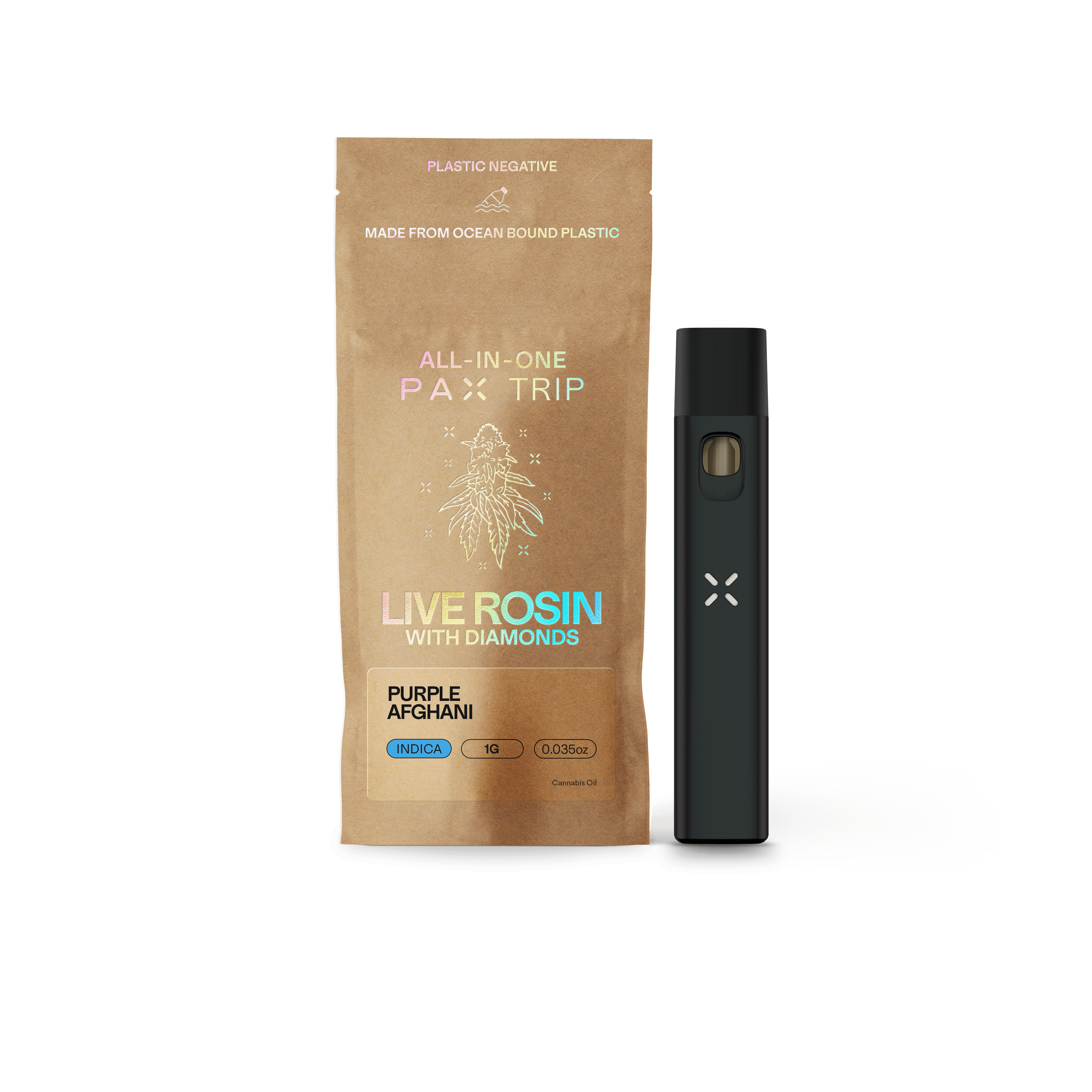 PAX Trip All-In-One Live Rosin with Diamonds 1g Indica Purple Afghani