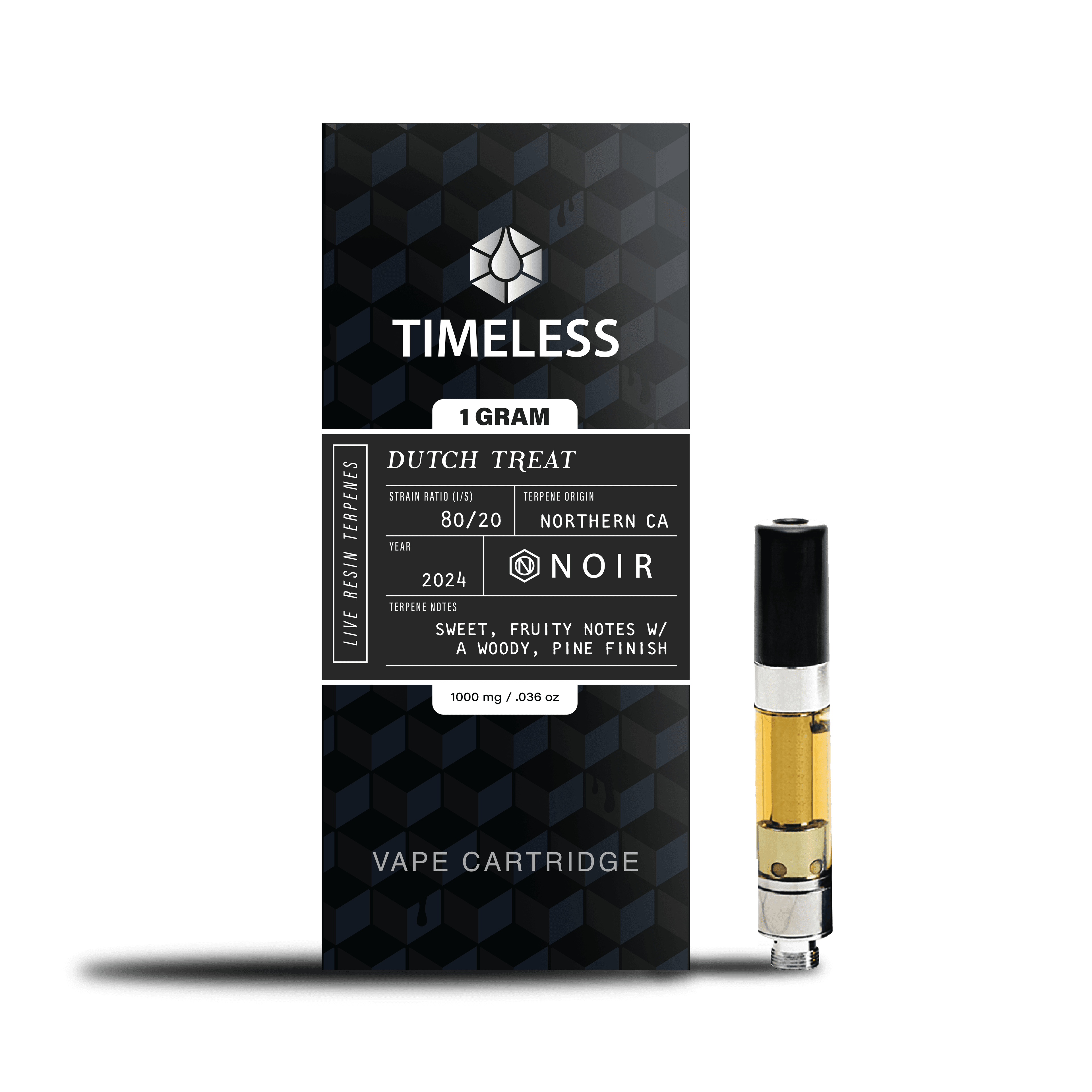Timeless Cartridge Noir 1g Indica Dutch Treat