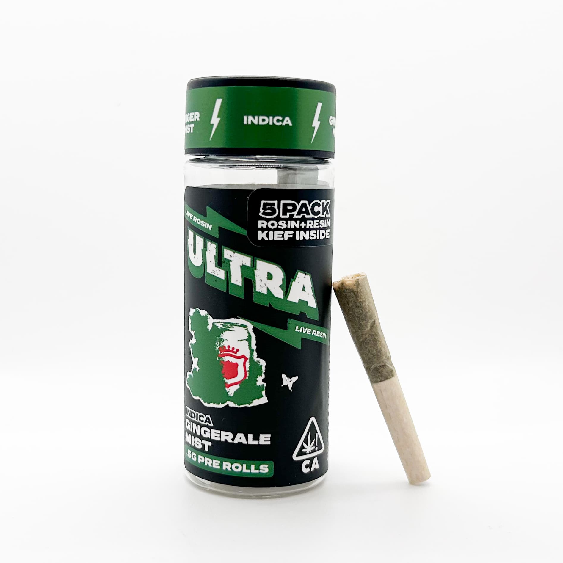Ultra Live Rosin and Live Resin Preroll 5pk .5g Indica Gingerale Mist