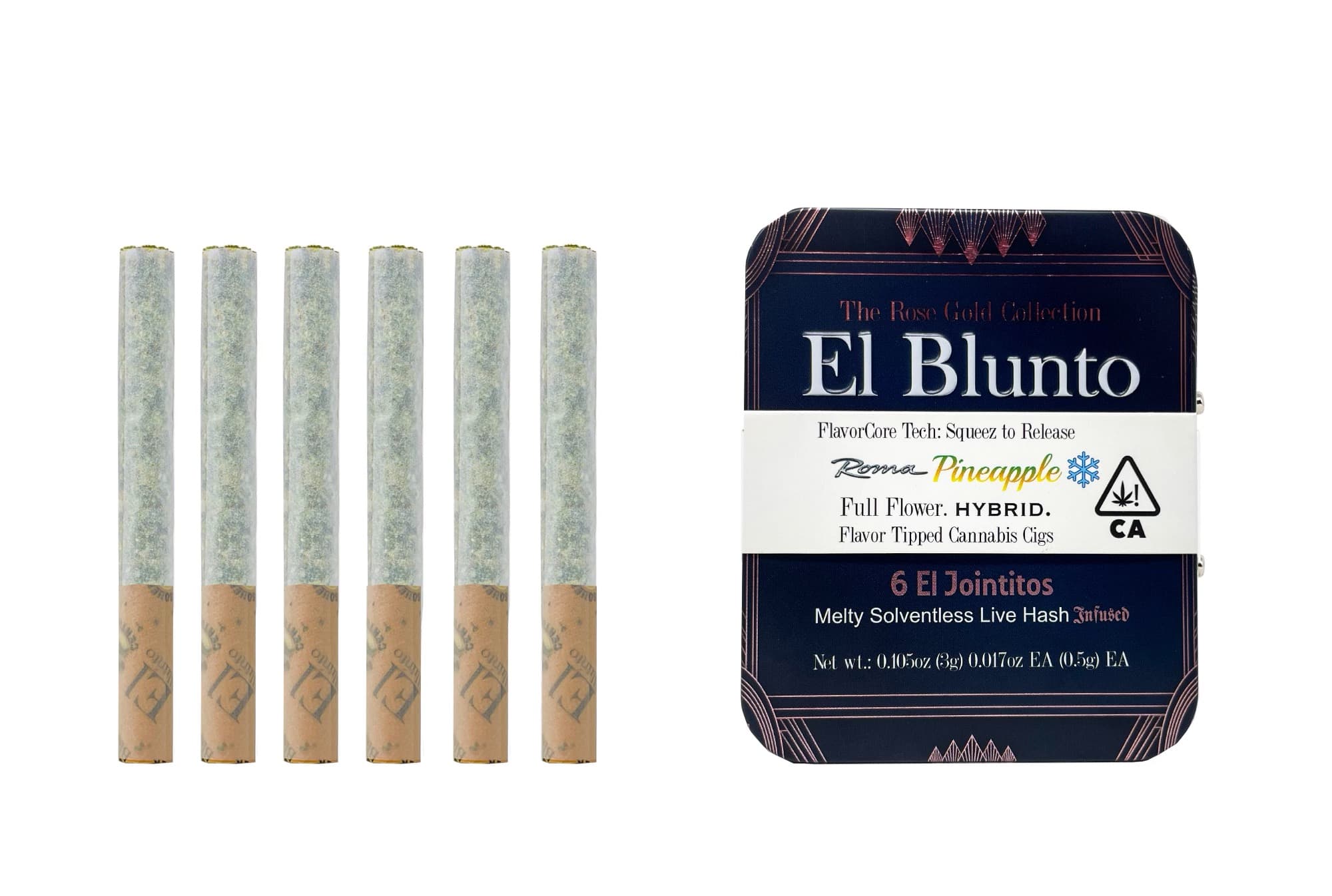 El Blunto FlavorCore Hash Jointito .5g Hybrid Roma Pineapple 6pk 3g 16ct