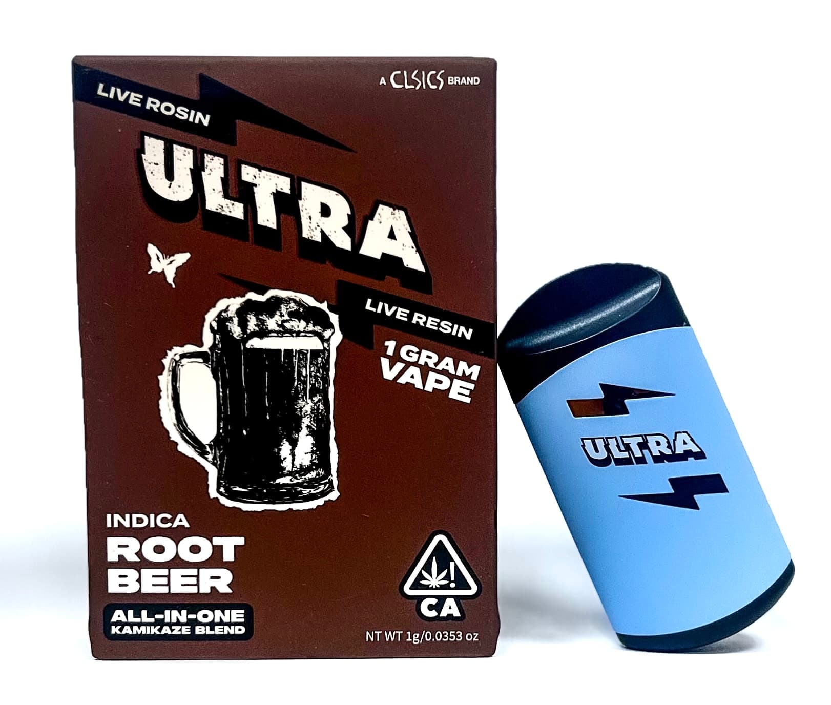 Ultra Live Rosin and Live Resin All-In-One Cartridge 1g Indica Root Beer