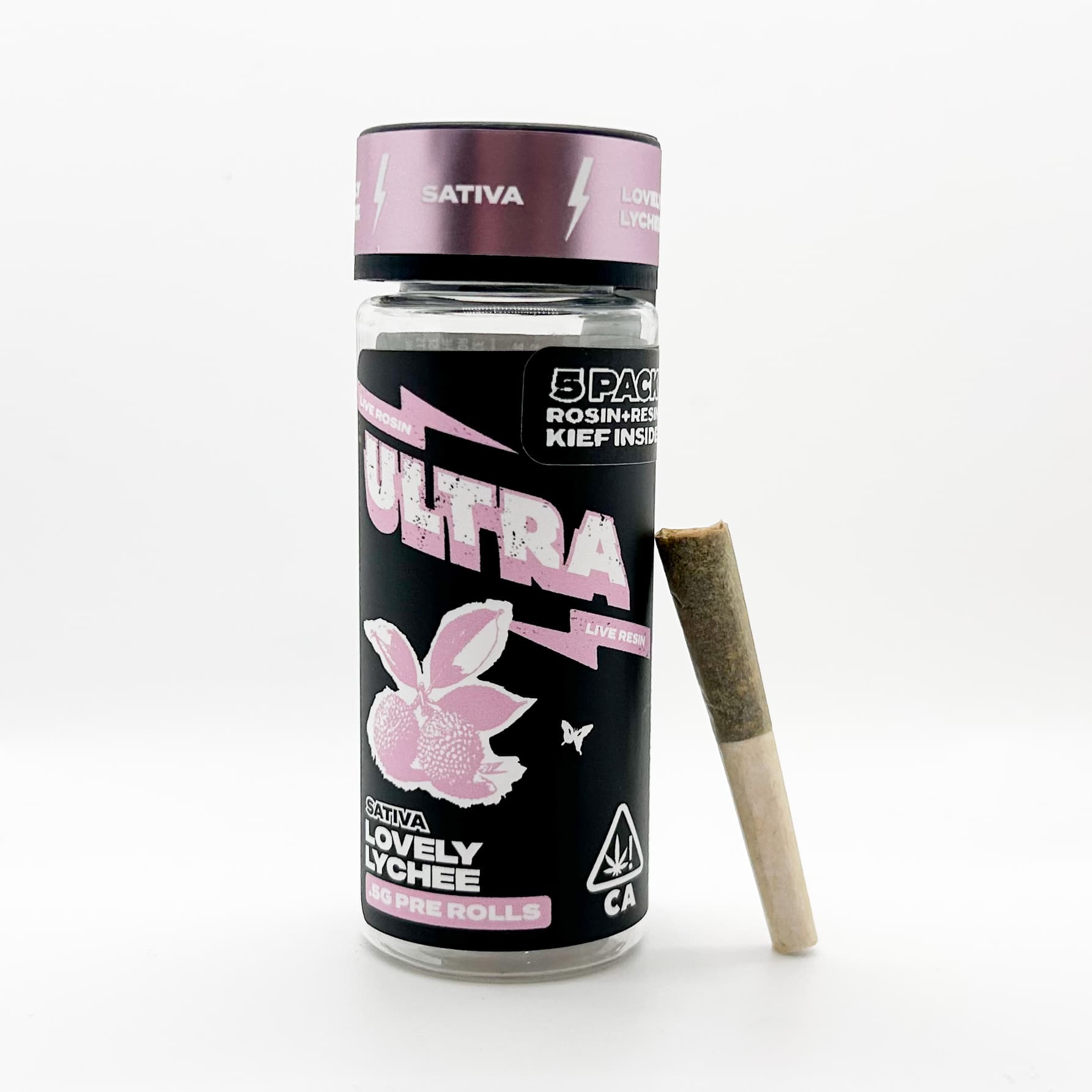Ultra Live Rosin and Live Resin Preroll 5pk .5g Sativa Lovely Lychee
