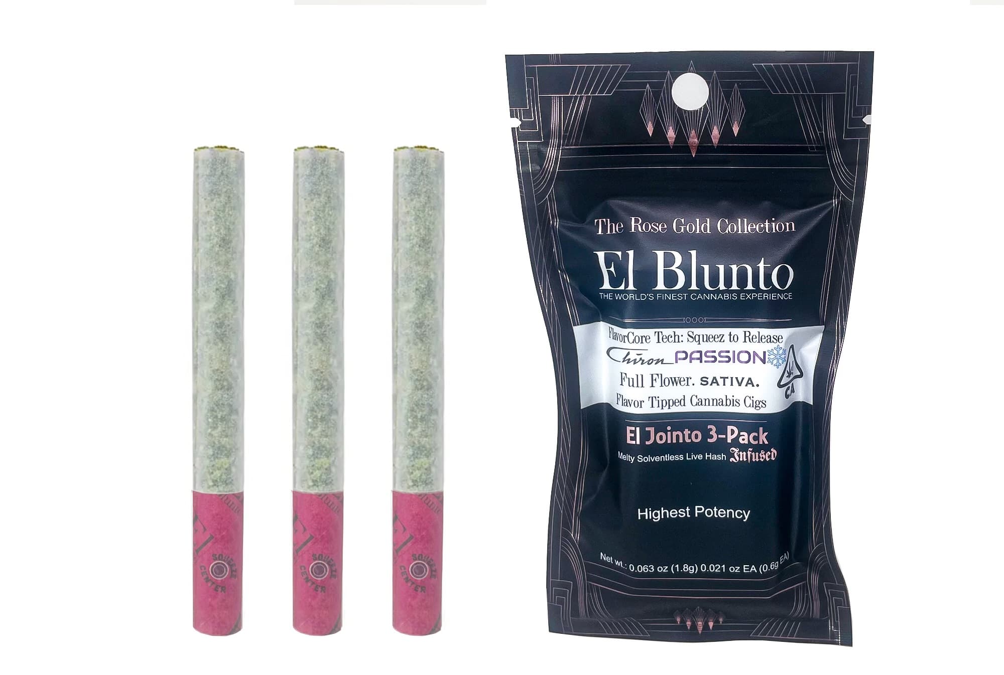El Blunto FlavorCore Hash Jointo .6g Sativa Chiron Passion 3pk 1.8g