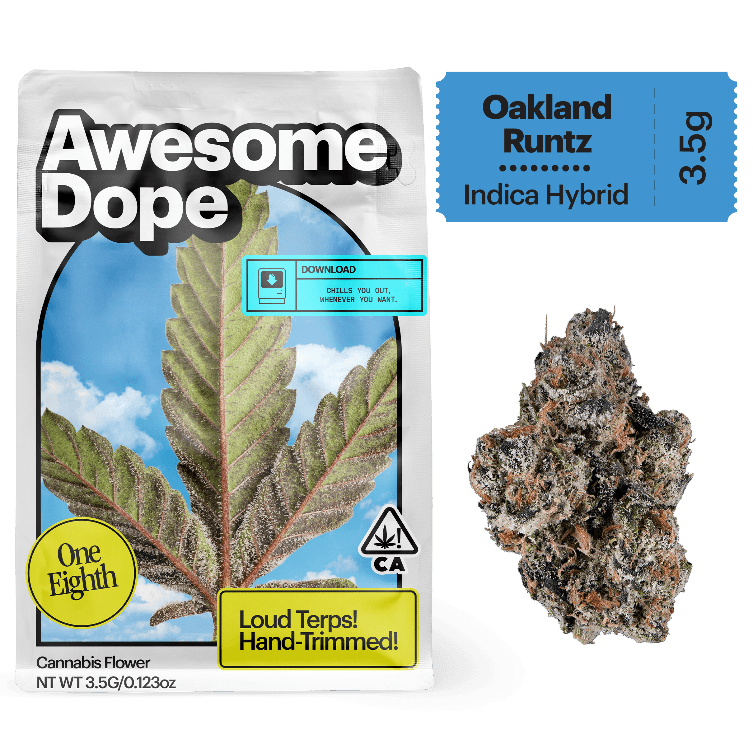 Awesome Dope Flower 3.5g Indica Hybrid Oakland Runtz 16ct