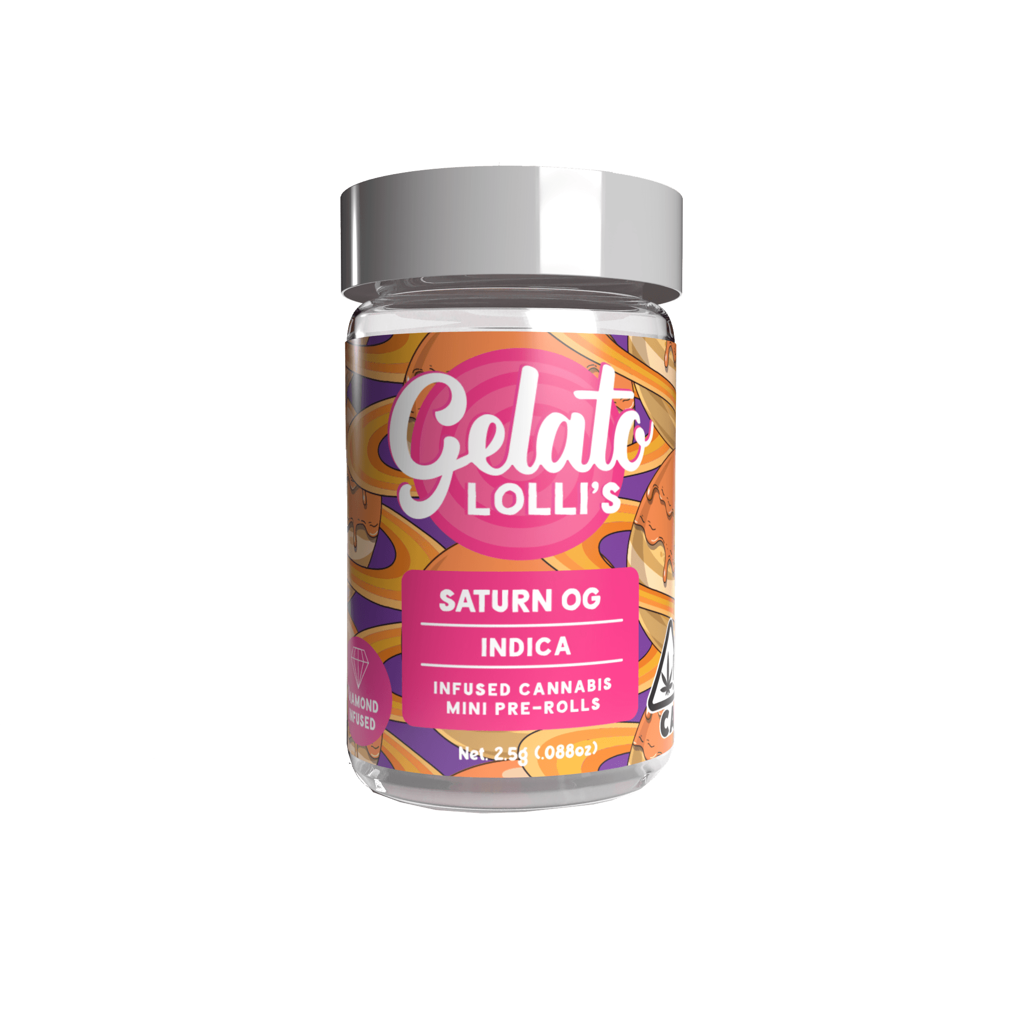 Gelato Lolli's 5pk Infused Mini Preroll .6g Indica Saturn OG