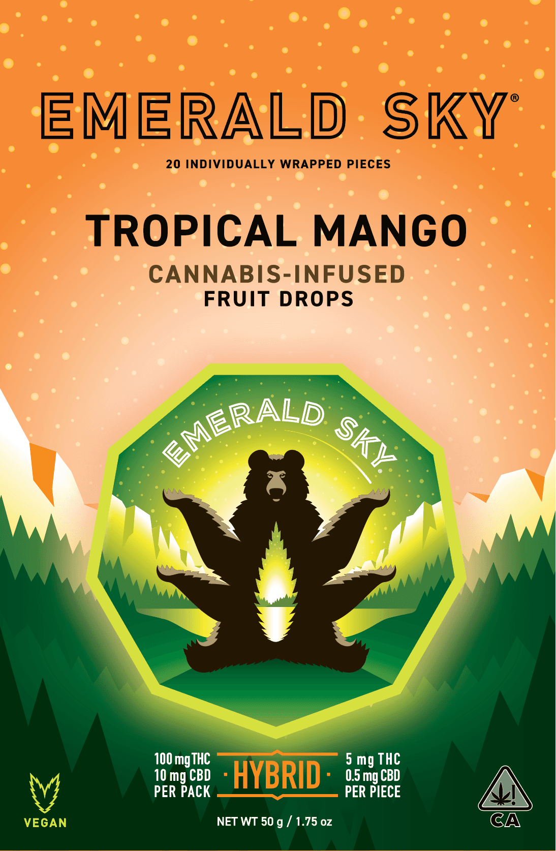 Emerald Sky Hard Fruit Drops 20ct 100mg Hybrid Tropical Mango