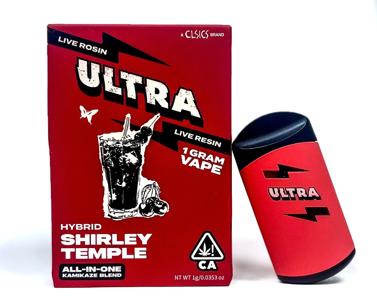 Ultra Live Rosin and Live Resin All-In-One Cartridge 1g Hybrid Shirley Temple