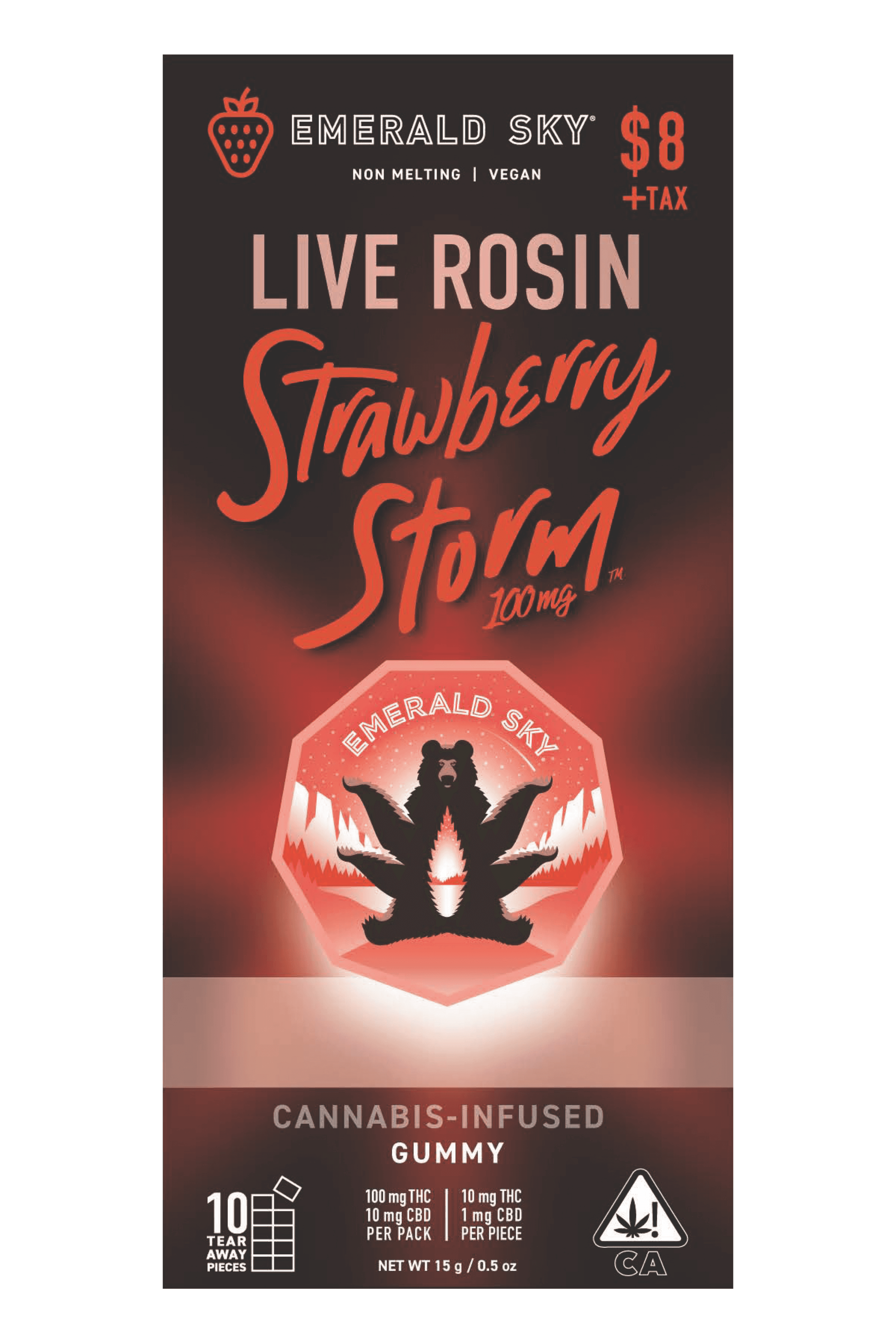 Emerald Sky Rosin Gummies 1ct 100mg Hybrid Strawberry Storm 48pk