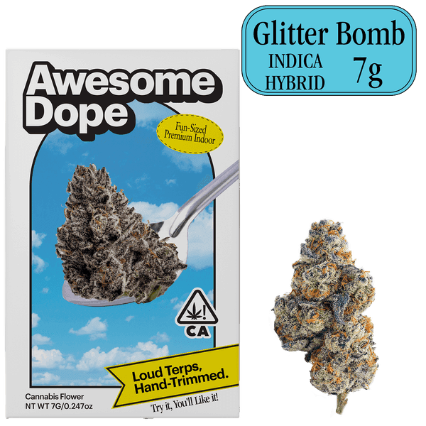 Awesome Dope Indoor Flower 7g Indica Hybrid Glitter Bomb