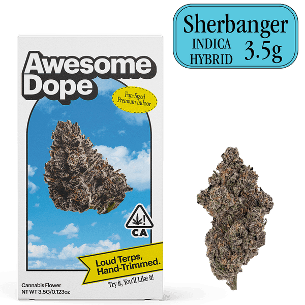 Awesome Dope Indoor Flower 3.5g Indica Hybrid Sherbanger