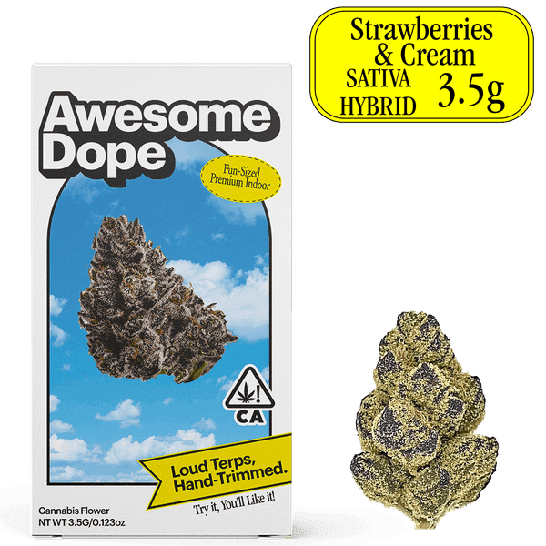 Awesome Dope Indoor Flower 3.5g Sativa Hybrid Strawberries & Cream