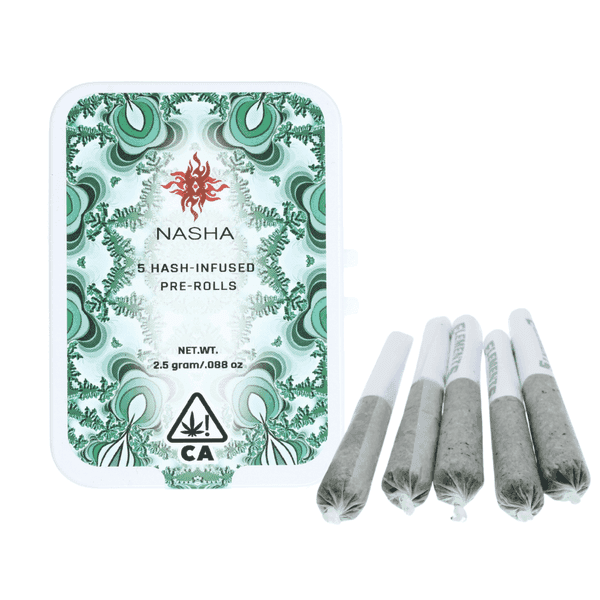 Nasha 5pk Hash Infused Preroll Sativa Hybrid Hella NTZ x Nectarine J
